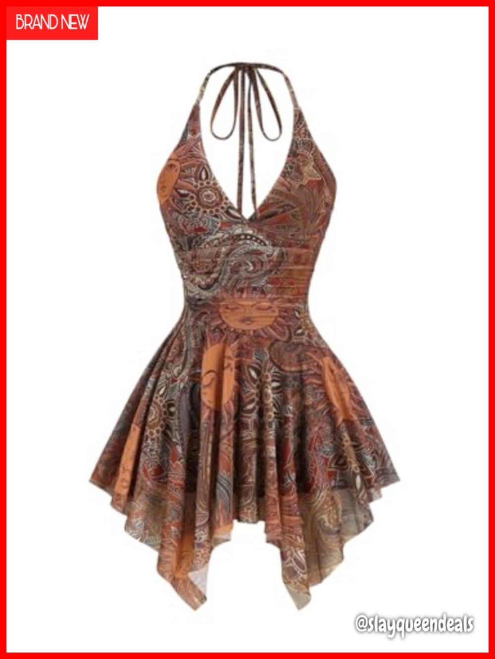Boho Halter Mini Dress Sleeveless Backless Asymmetrical Summer Festival